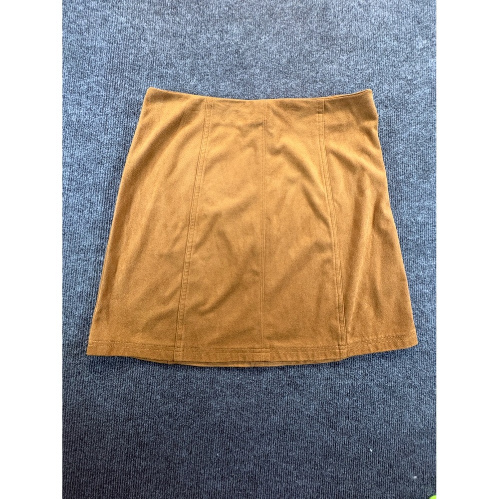 Mi Ami Women Camel Brown Faux Suede A-Line Mini Skirt Size M WS10165